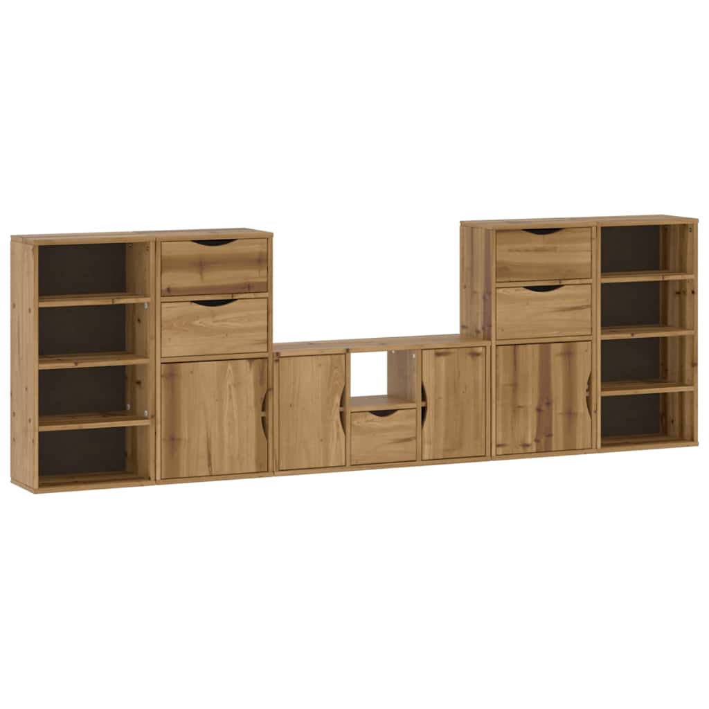 Mobile TV 5 pz-Mobile per TV-Credenza TV con Contenitore ODDA in Legno Massello di Pino 918034