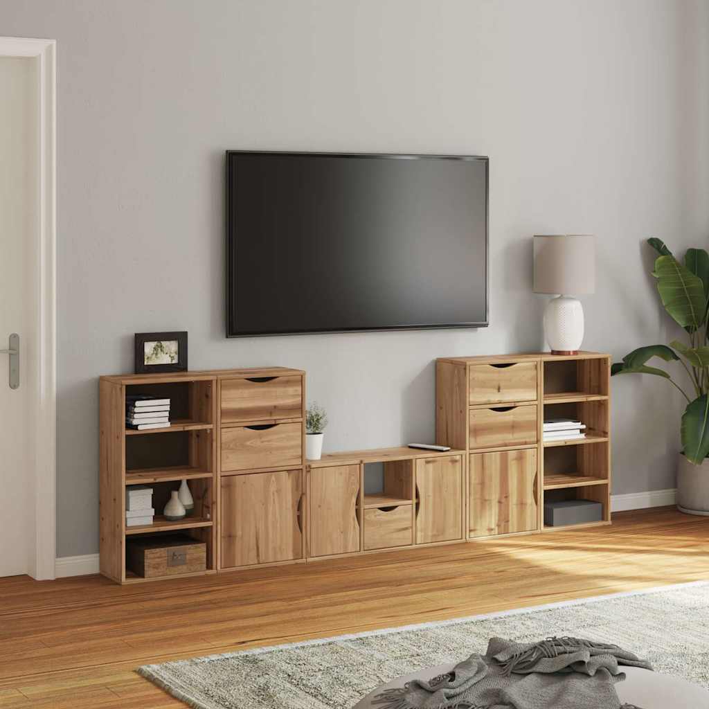 Mobile TV 5 pz-Mobile per TV-Credenza TV con Contenitore ODDA in Legno Massello di Pino 918034