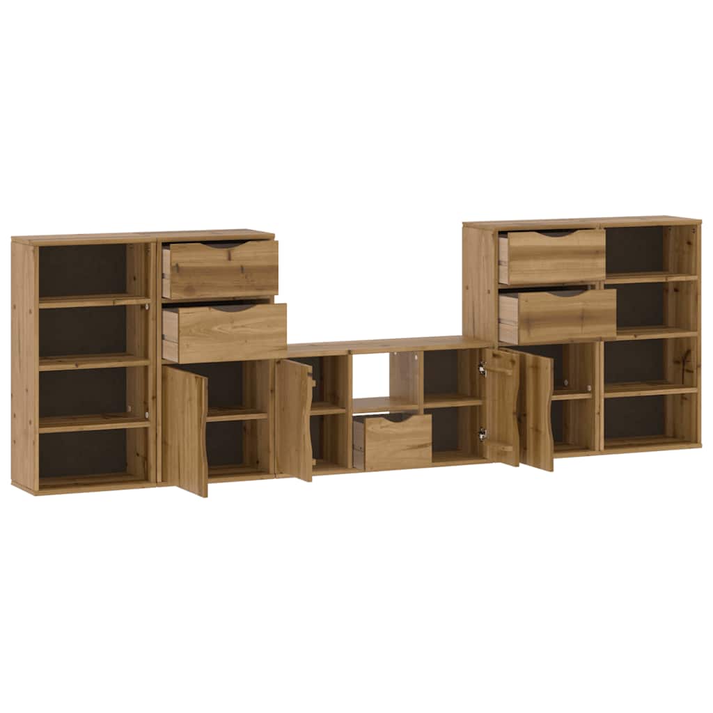 Mobile TV 5 pz-Mobile per TV-Credenza TV con Contenitore ODDA in Legno Massello di Pino 918034
