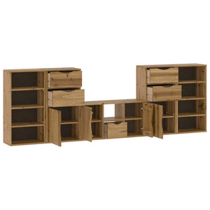 Mobile TV 5 pz-Mobile per TV-Credenza TV con Contenitore ODDA in Legno Massello di Pino 918034