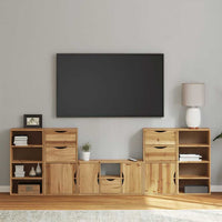 Mobile TV 5 pz-Mobile per TV-Credenza TV con Contenitore ODDA in Legno Massello di Pino 918034