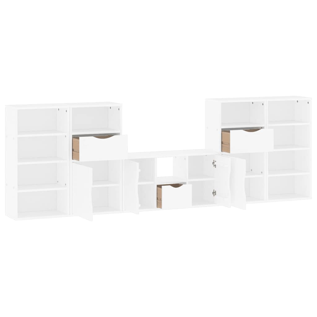 Mobile TV 5 pz-Mobile per TV-Credenza TV con Contenitore ODDA Bianco in Legno di Pino 686572