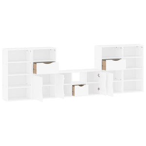 Mobile TV 5 pz-Mobile per TV-Credenza TV con Contenitore ODDA Bianco in Legno di Pino 686572