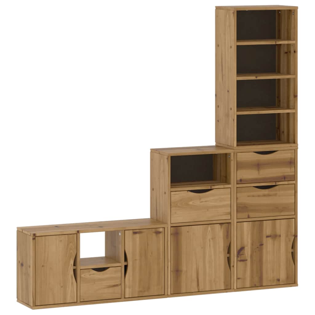 Mobile TV 5 pz-Mobile per TV-Credenza TV con Contenitore ODDA in Legno Massello di Pino 404869