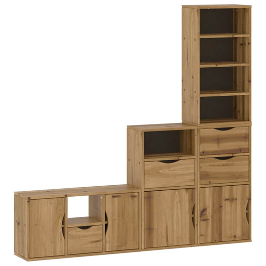 Mobile TV 5 pz-Mobile per TV-Credenza TV con Contenitore ODDA in Legno Massello di Pino 404869