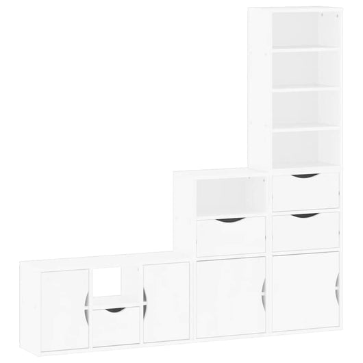 Mobile TV 4 pz-Mobile per TV-Credenza TV con Contenitore ODDA Bianco in Legno di Pino 591174