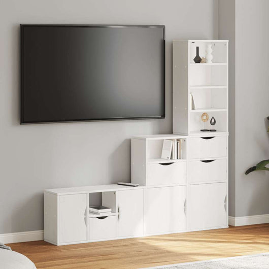 Mobile TV 4 pz-Mobile per TV-Credenza TV con Contenitore ODDA Bianco in Legno di Pino 591174