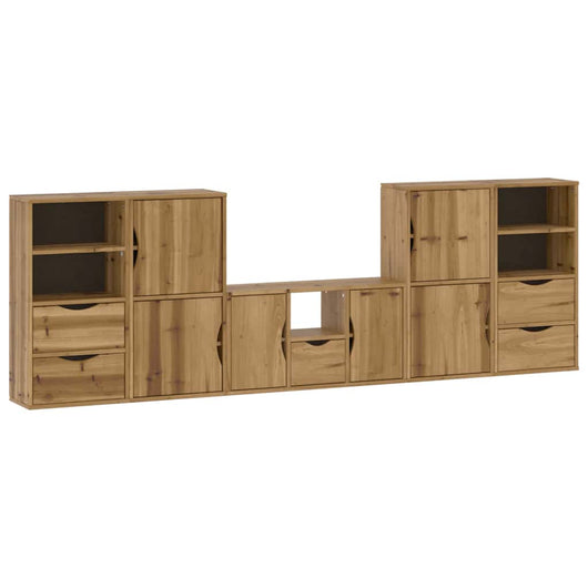 Mobile TV 5 pz-Mobile per TV-Credenza TV con Contenitore ODDA in Legno Massello di Pino 687603