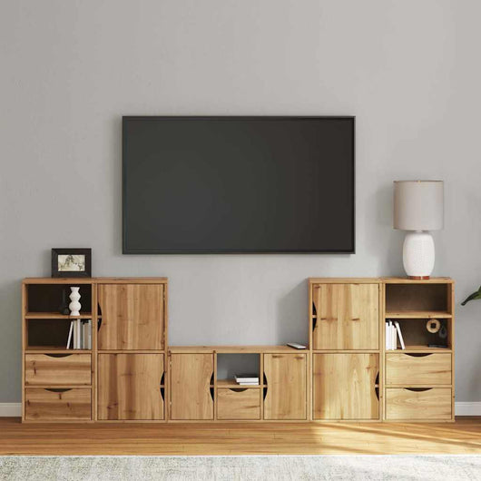 Mobile TV 5 pz-Mobile per TV-Credenza TV con Contenitore ODDA in Legno Massello di Pino 687603