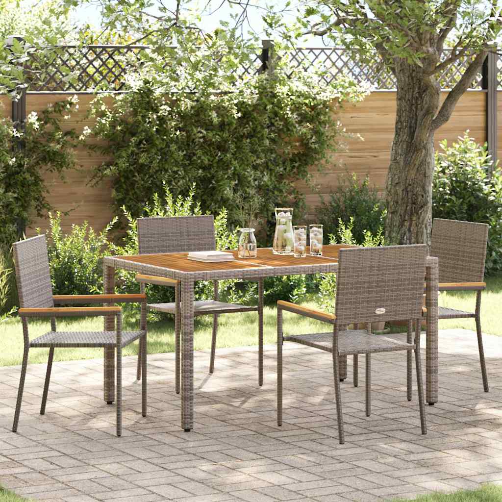 Set da Pranzo per Giardino 5 pcs Grigio 150 x 90 x 75 cm 3365407