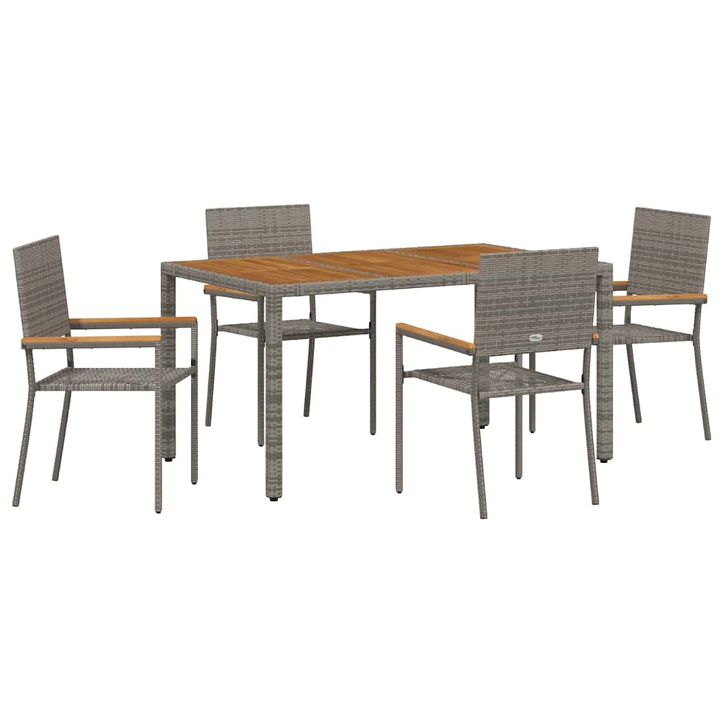 Set da Pranzo per Giardino 5 pcs Grigio 150 x 90 x 75 cm 3365407