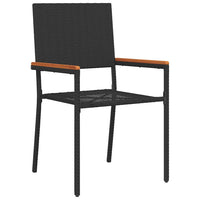 Set da Pranzo per Giardino 9 pcs Nero polyrattan