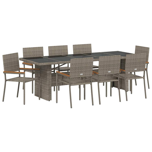 Set da Pranzo per Giardino 9 pcs Grigio Poly Rattan 3365415