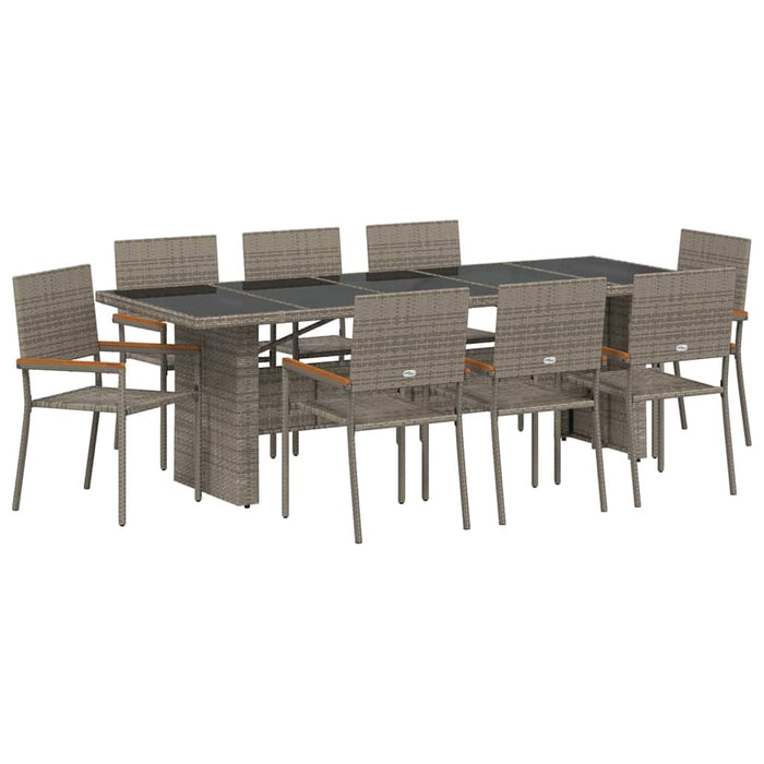 Set da Pranzo per Giardino 9 pcs Grigio Poly Rattan 3365415