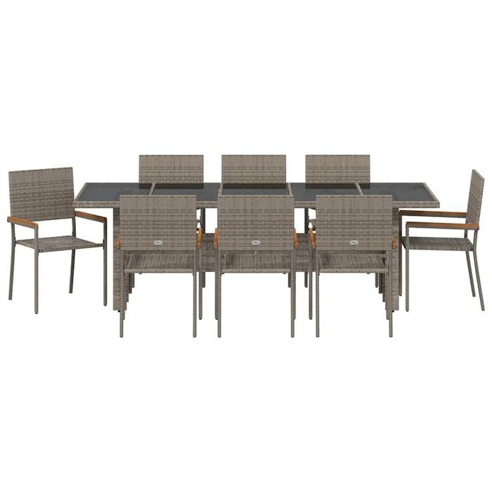Set da Pranzo per Giardino 9 pcs Grigio Poly Rattan 3365415