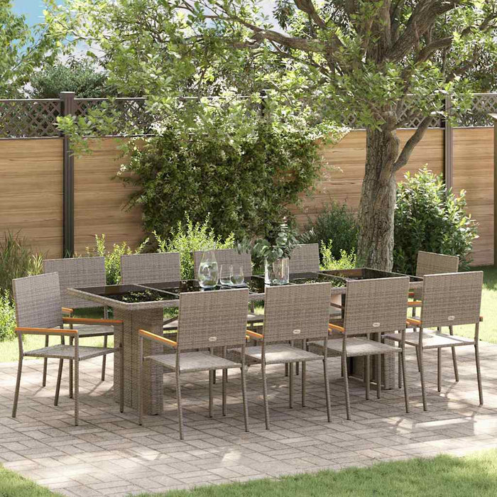 Set da Pranzo per Giardino 11 pcs Grigio Poly Rattan 3365418