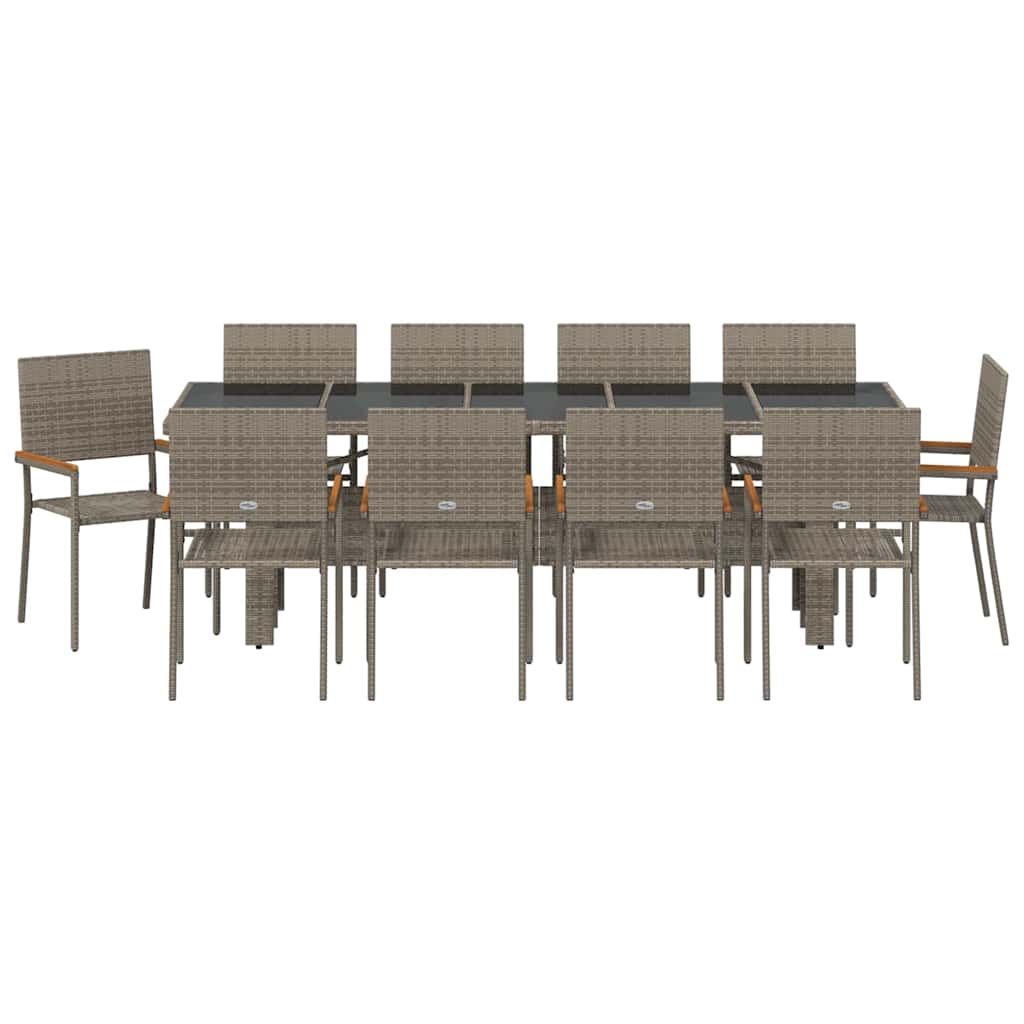 Set da Pranzo per Giardino 11 pcs Grigio Poly Rattan 3365418