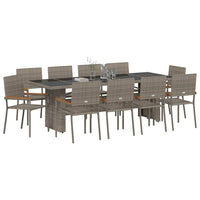 Set da Pranzo per Giardino 11 pcs Grigio Poly Rattan 3365418