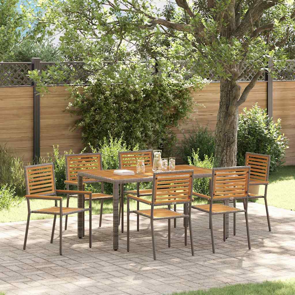 Set da Pranzo per Giardino 7 pcs Grigio 150 x 90 x 75 cm 3365441