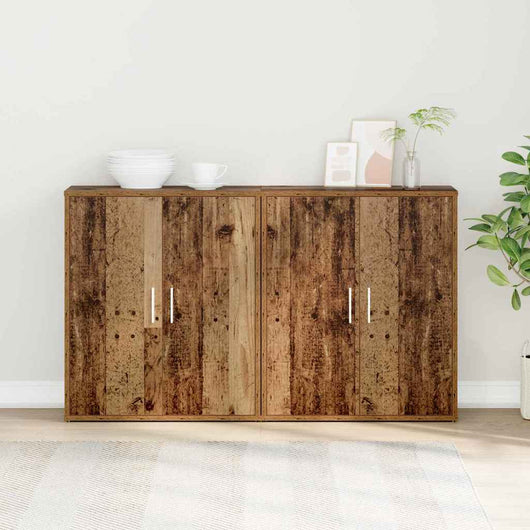 Credenza 2 pz-Set di 2 Buffet-Armadio da cucina Legno vecchio 60 x 31 x 70 cm Legno multistrato