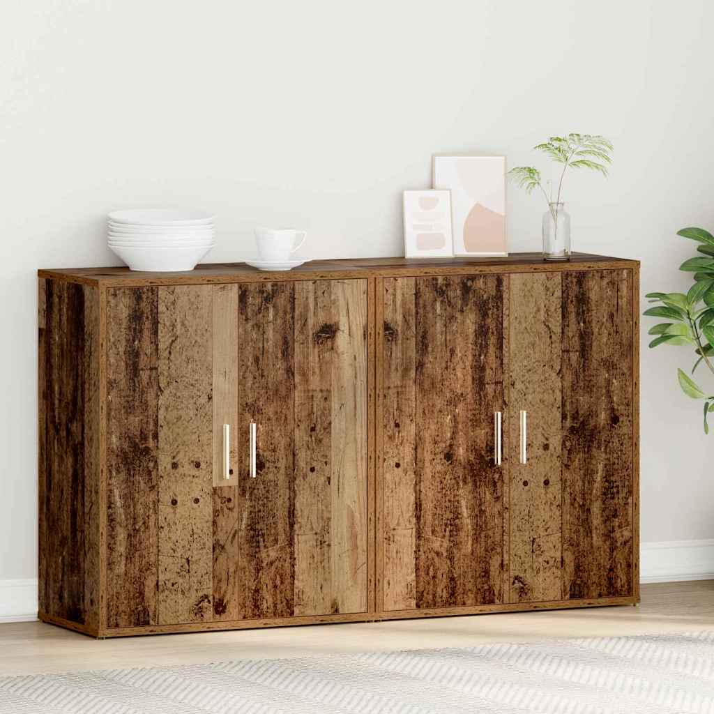 vidaXL Credenza 2 pcs Legno Antico 60 x 31 x 70 cm Legno multistrato