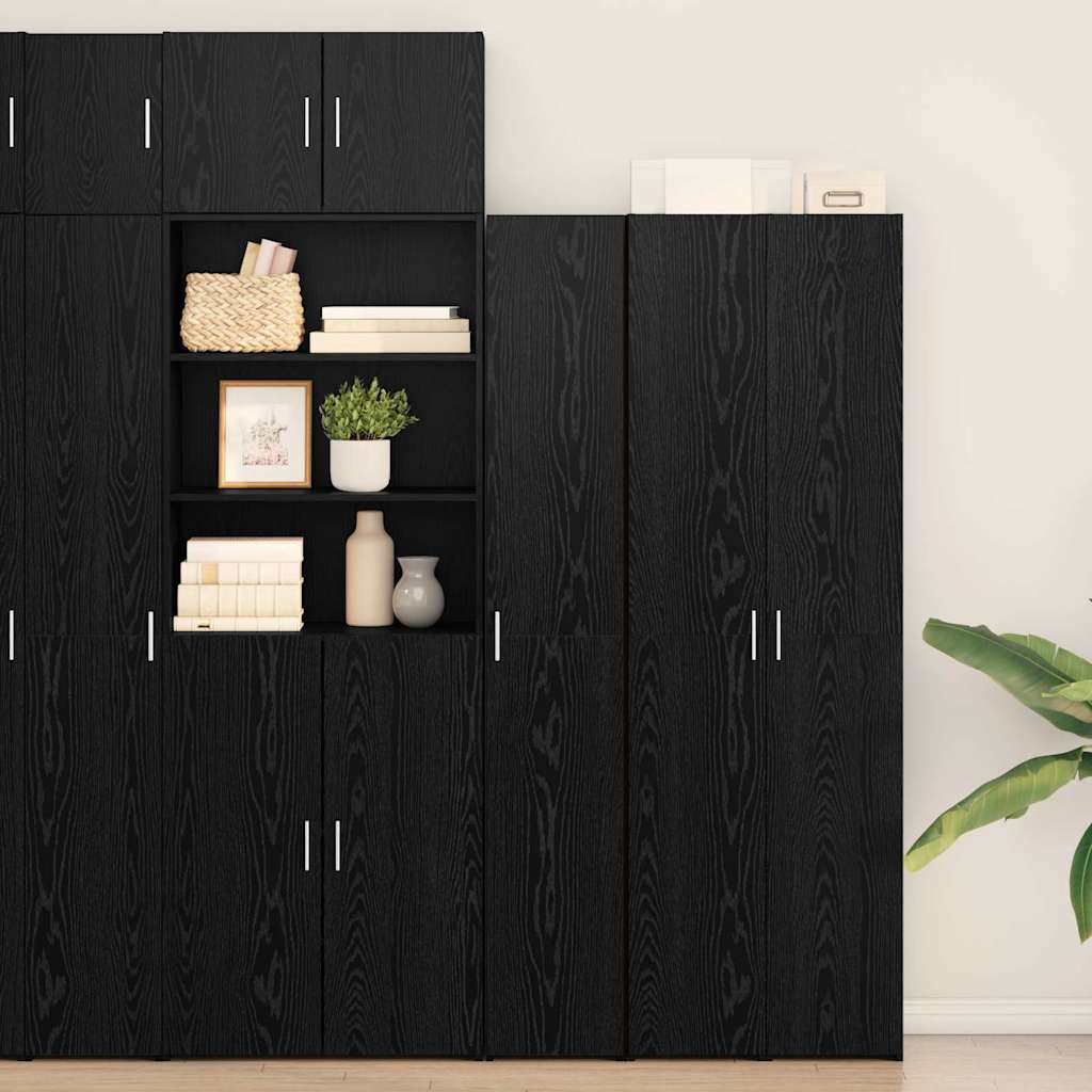 Credenza 2 pz-Set di 2 Buffet-Armadio da cucina Rovere Nero 30 x 42,5 x 185 cm