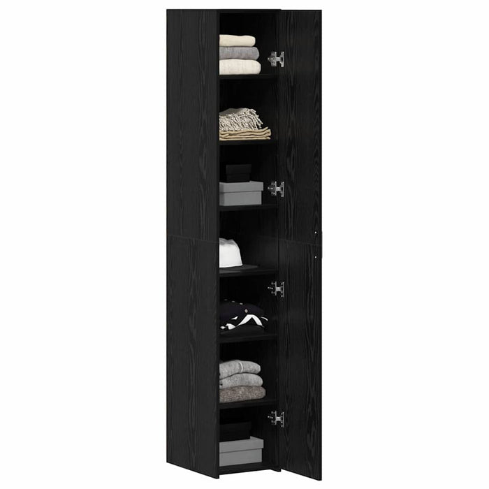 Credenza 2 pz-Set di 2 Buffet-Armadio da cucina Rovere Nero 30 x 42,5 x 185 cm