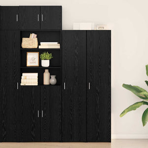 Credenza 2 pz-Set di 2 Buffet-Armadio da cucina Rovere Nero 40 x 42,5 x 185 cm