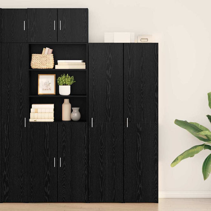 Credenza 2 pz-Set di 2 Buffet-Armadio da cucina Rovere Nero 40 x 42,5 x 185 cm