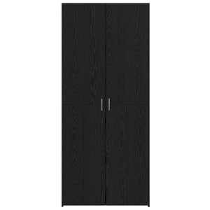 Credenza 2 pz-Set di 2 Buffet-Armadio da cucina Rovere Nero 80 x 42 x 185 cm