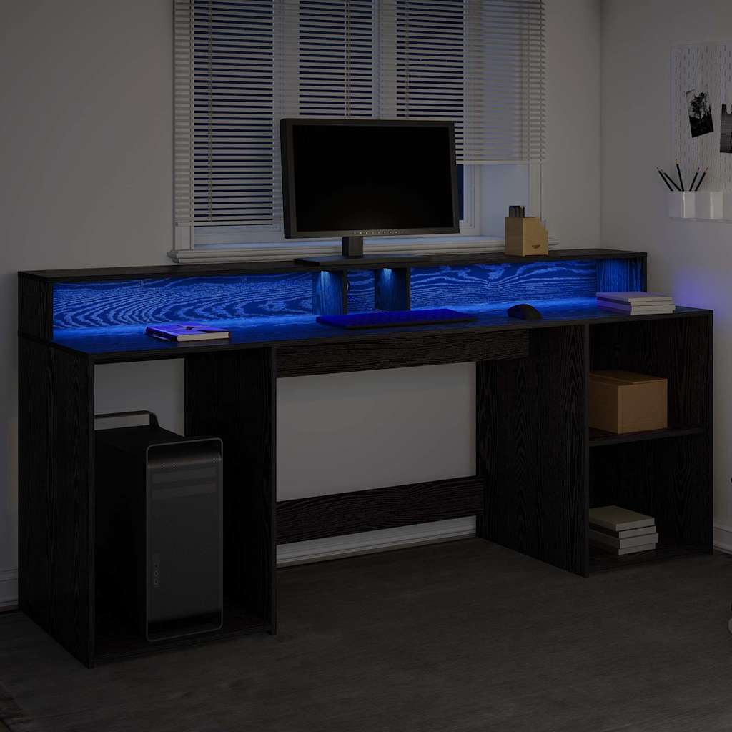 Scrivania Rovere nero 200 x 55 x 91 cm Legno multistrato 3365616