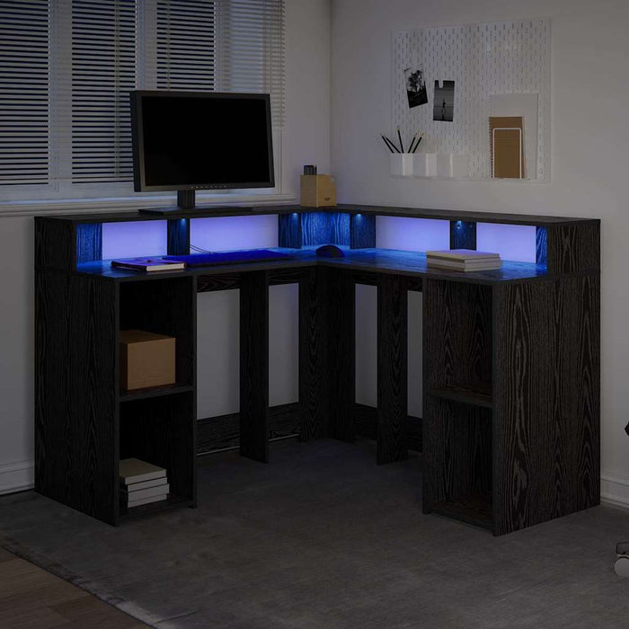 Scrivania Rovere nero 130 x 130 x 91 cm Legno multistrato 3365617