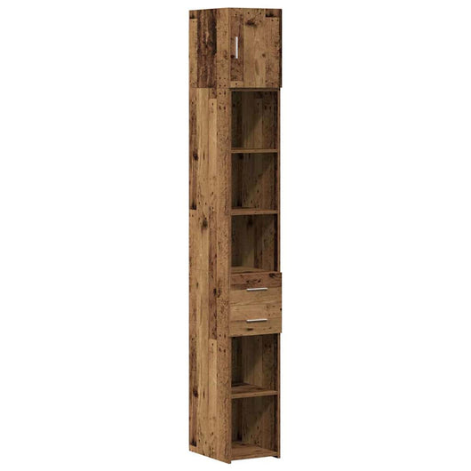 Mobiletto verticale moderno 30 x 42,5 x 225 cm ampio spazio di archiviazione linee pulite stile legno anticato 02_0056005