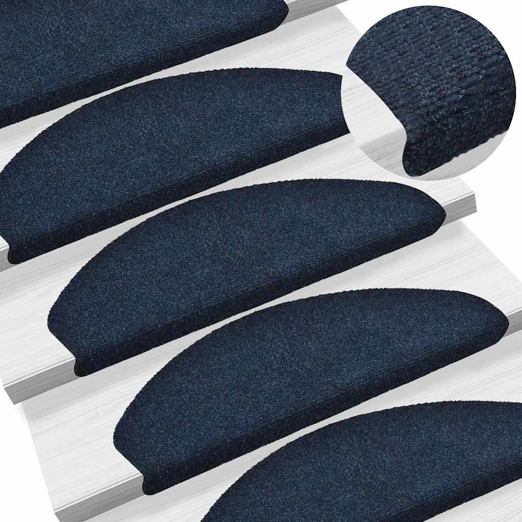 Tappetini per scale autoadesivi 20 pz 65x21x4 cm blu navy semicircolari grandi 3365653