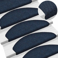 vidaXL Tappetini per scale autoadesivi 20 pz 65x21x4 cm blu navy semicircolari grandi
