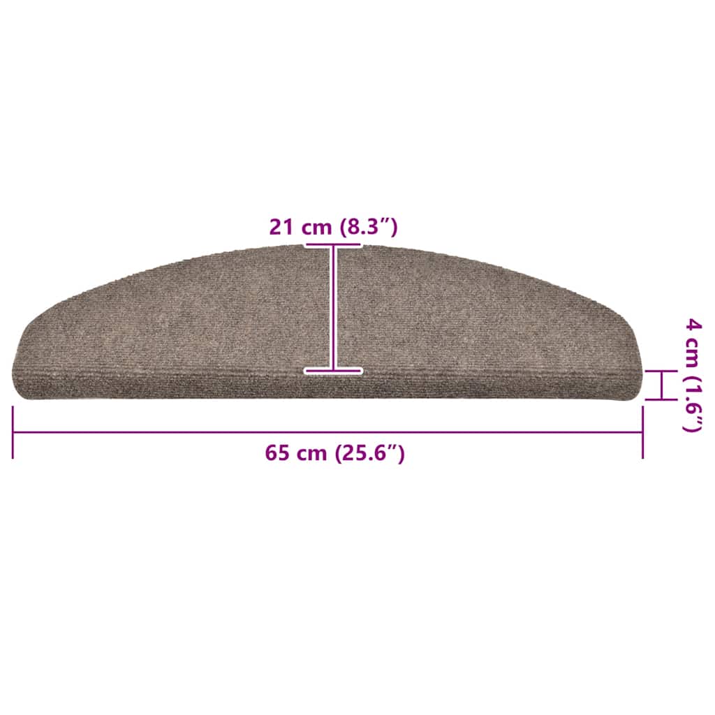 vidaXL Tappetini per scale autoadesivi 30 pz 65x21x4 cm beige semicircolari grandi