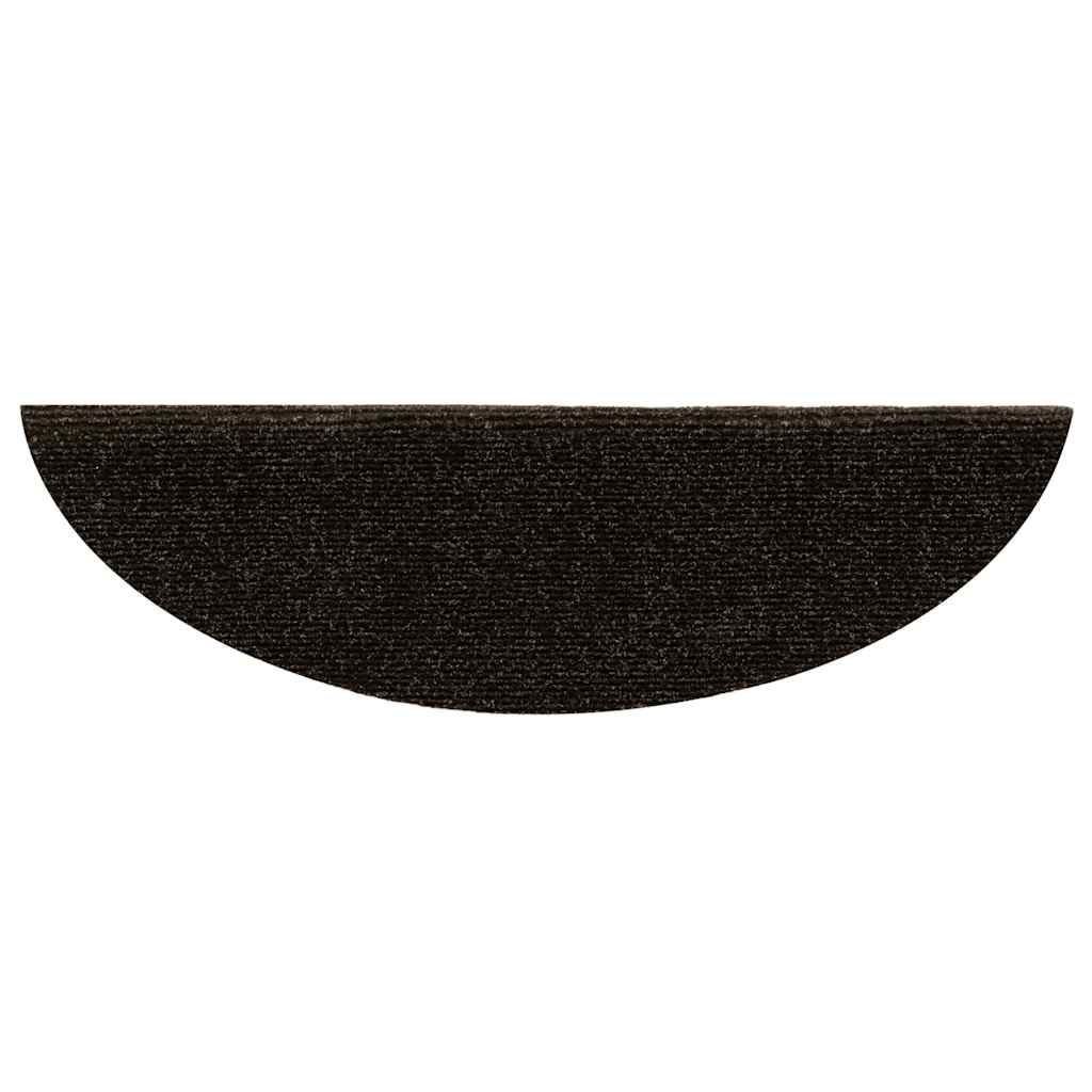 vidaXL Tappetini per scale autoadesivi 20 pz 56x17x3 cm marrone scuro semicircolari