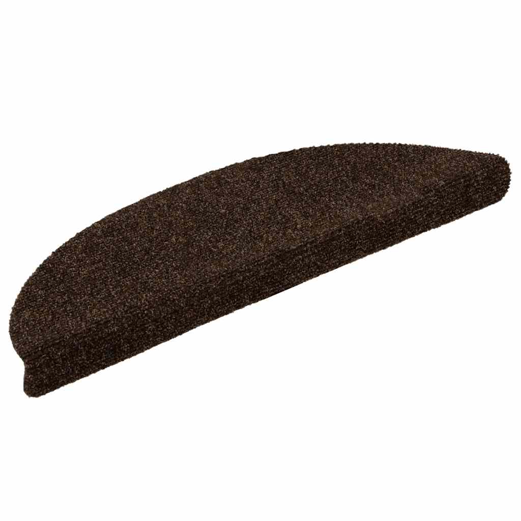 Tappetini per scale autoadesivi 30 pz 56x17x3 cm marrone semicircolari 3365686
