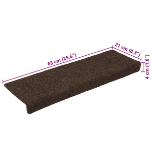 vidaXL Tappetini per scale autoadesivi 30 pz 65x21x4 cm marrone bordo rettangolare