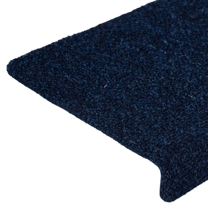 vidaXL Tappetini per scale autoadesivi 30 pz 65x21x4 cm blu navy bordo rettangolare