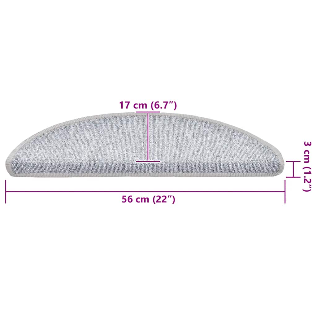 Tappetini per scale 30 pz 56x17x3 cm Grigio chiaro Semicircolari 3365736