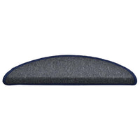 vidaXL Tappetini per scale 30 pz 56x17x3 cm Grigio scuro e blu semicircolari