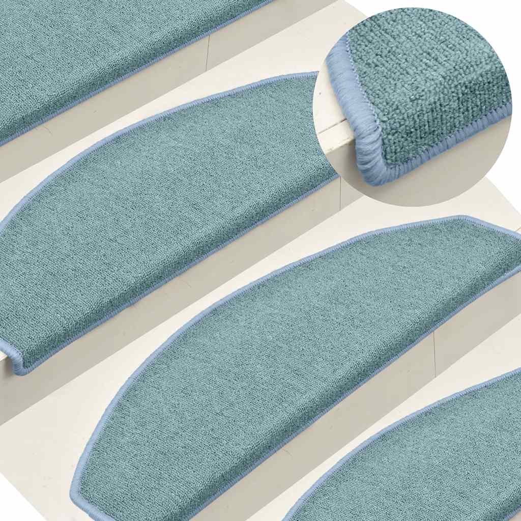vidaXL Tappetini per scale 30 pz 65x24x4 cm Blu mare Semicircolari Grandi
