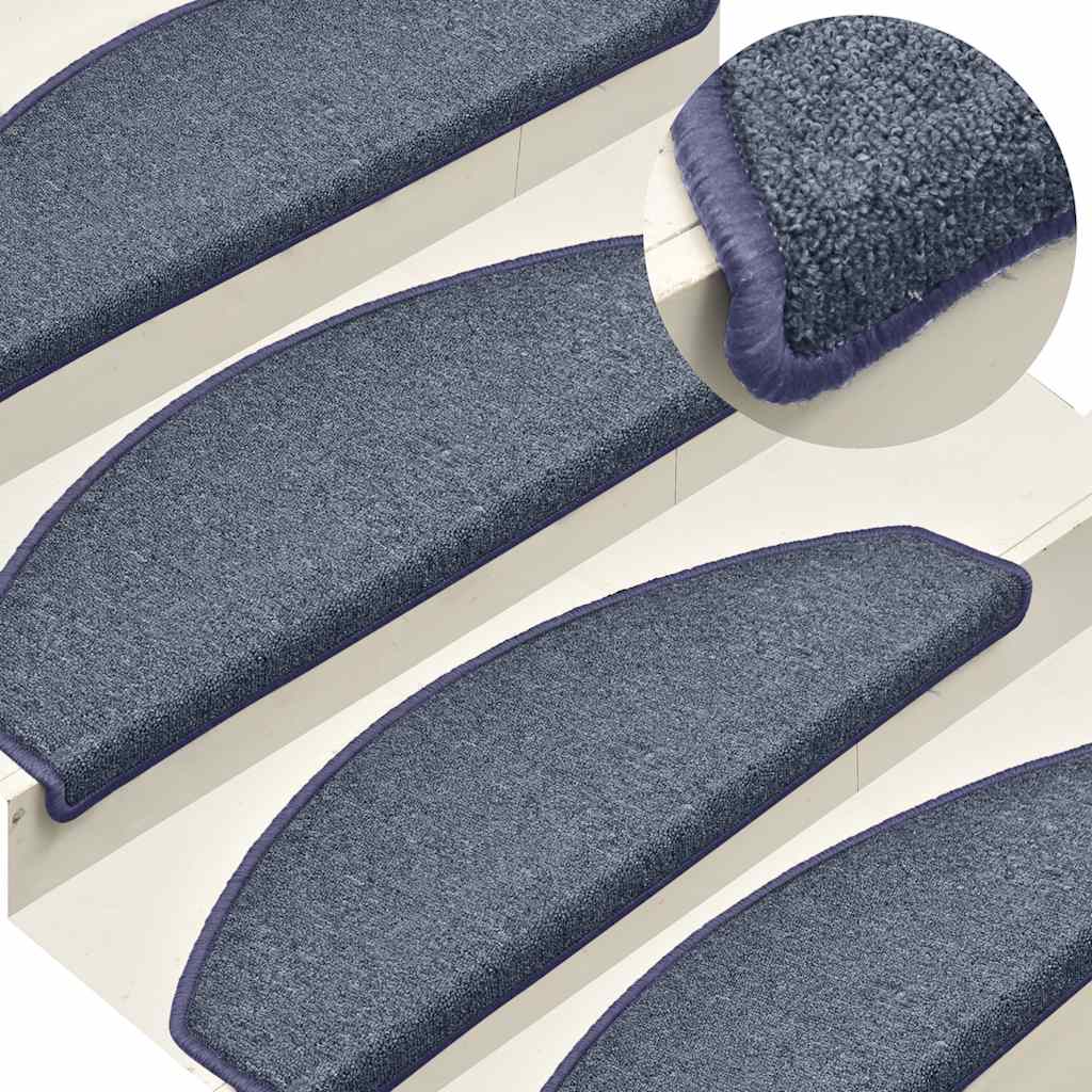 Tappetini per Scale 30 pz Grigio Scuro e Blu 65x24x4 cm