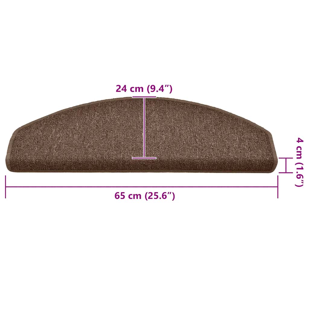 vidaXL Tappetini per scale 30 pz 65x24x4 cm Marrone Semicircolari Grandi