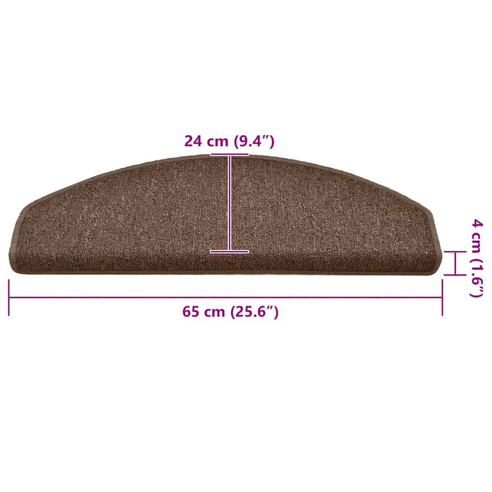 vidaXL Tappetini per scale 30 pz 65x24x4 cm Marrone Semicircolari Grandi