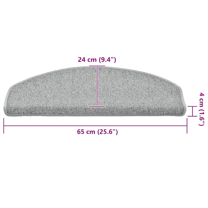 Tappetini per scale 30 pz 65x24x4 cm Grigio chiaro Semicircolari Grandi 3365762