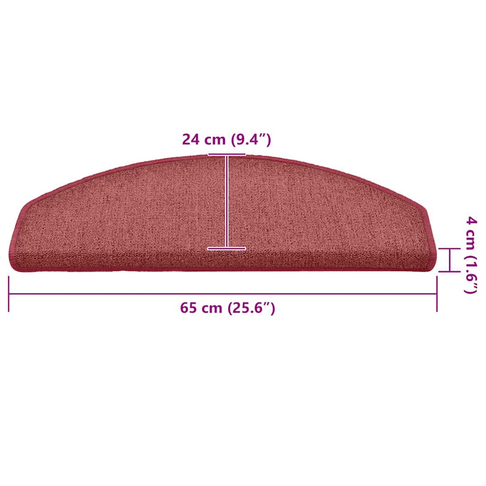 vidaXL Tappetini per scale 30 pz 65x24x4 cm Bordeaux Semicircolari Grandi