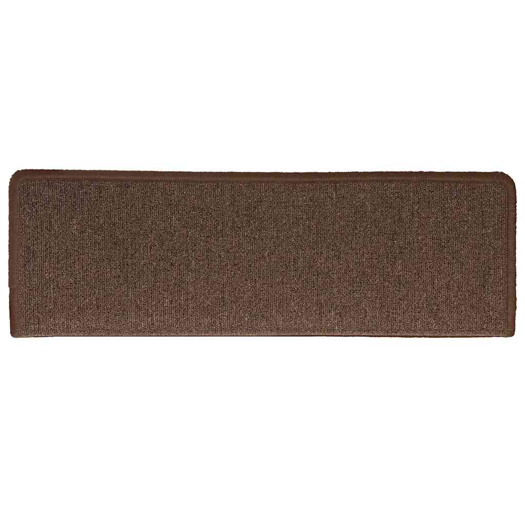 Tappetini per scale 30 pz 65x21x4 cm Marrone caffè Bordo rettangolare 3365769