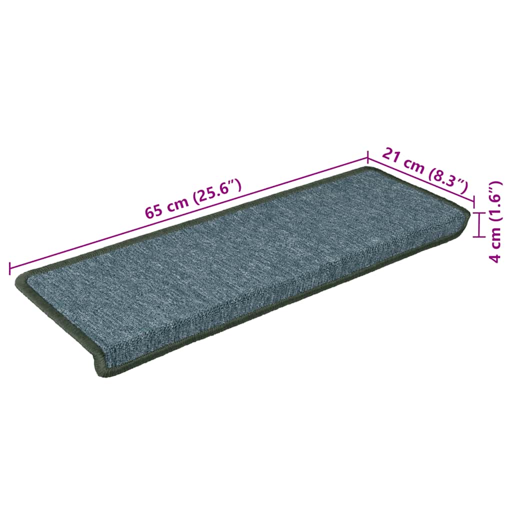 Tappetini per scale 30 pz 65x21x4 cm Verde scuro con bordo rettangolare 3365773
